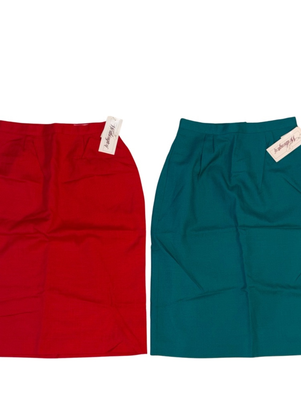 Worthington Vintage Pencil Skirt Lot of 2 Size 12 Red Teal NWT Career Deadstock